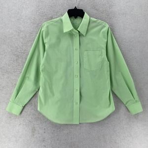 Foxcroft Button Shirt‎ Women 12P Top Long Sleeve Bright Green Wrinkle Free